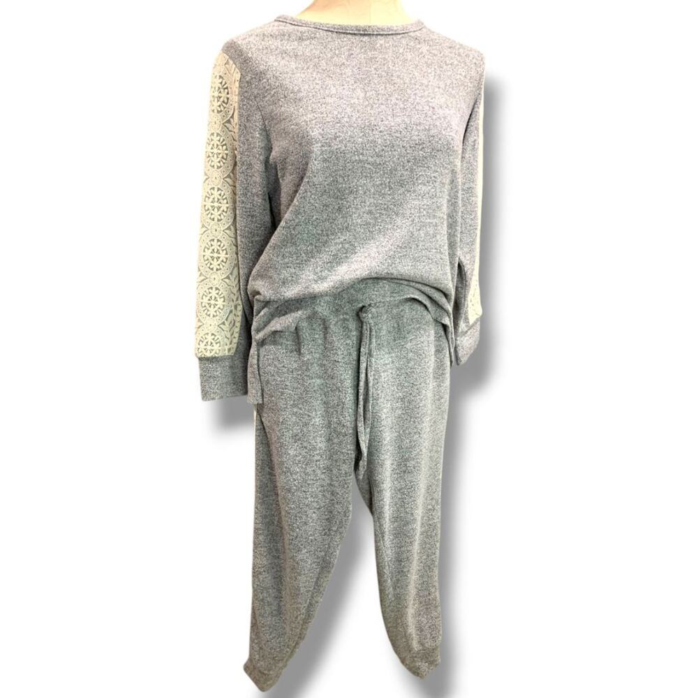 Medium‎ FN by Flora Nikrooz Womens 2 Piece Gray Sweater Knit Lounge Wear Joggers